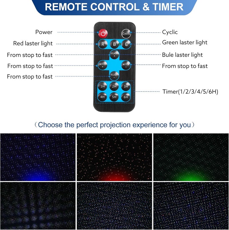 Alinkey Store Outdoor RGB Laser Projector Lights, Moving 3 Color Starry Sky & Firefly Effects Projection Light with RF Control, IP65 Outdoor Holiday Landscape Decor for Christmas Halloween Parties Garden New Year - Image 4